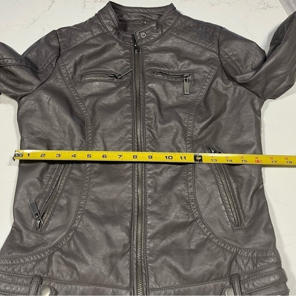 J2 Gray Faux Leather Zip Bomber Jacket Medium - Picture 12 of 14